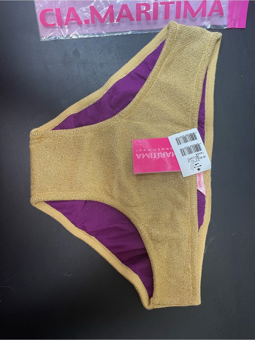 Maritima Gold Shimmer Bikini Bottom with Purple Lining